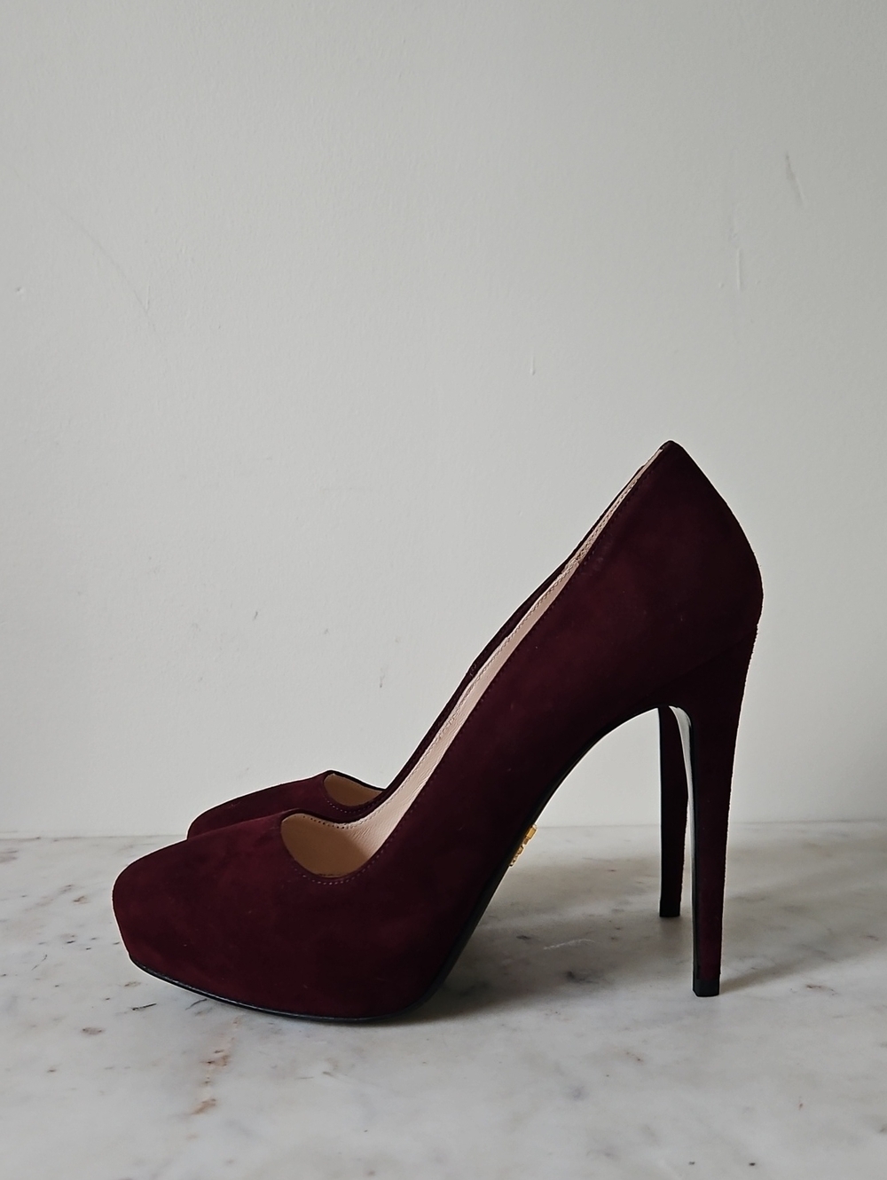 Prada Women's Burgundy Suede Platform Pump